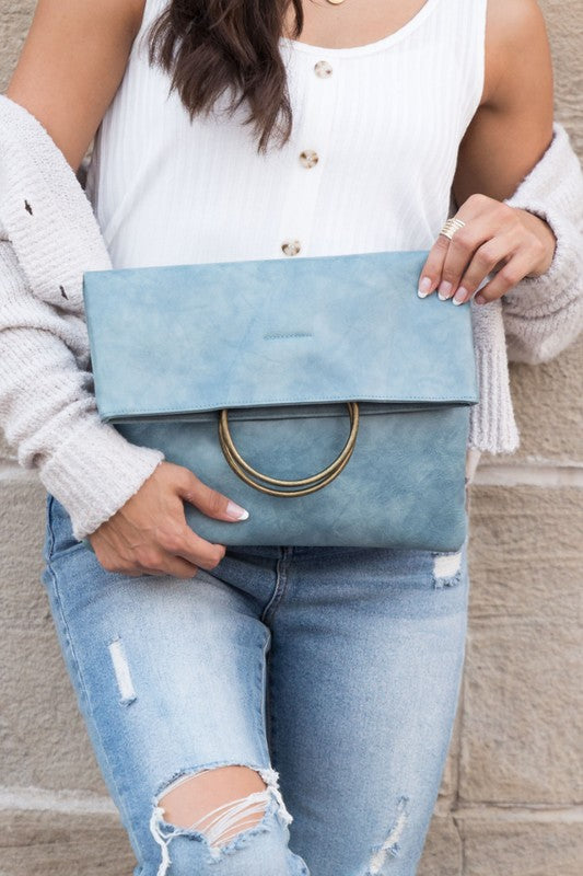 Fold-over O-ring | Clutch Handbag Aili's Corner Slate Blue OneSize 