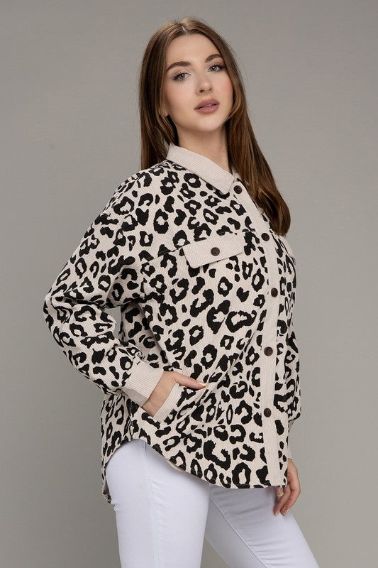 Leopard Corduroy | Shacket jacket Nuvi Apparel   
