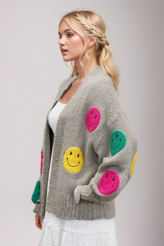 The Fuzzy Smile | Long Bell Sleeve | Knit Cardigan Clothing Davi & Dani   