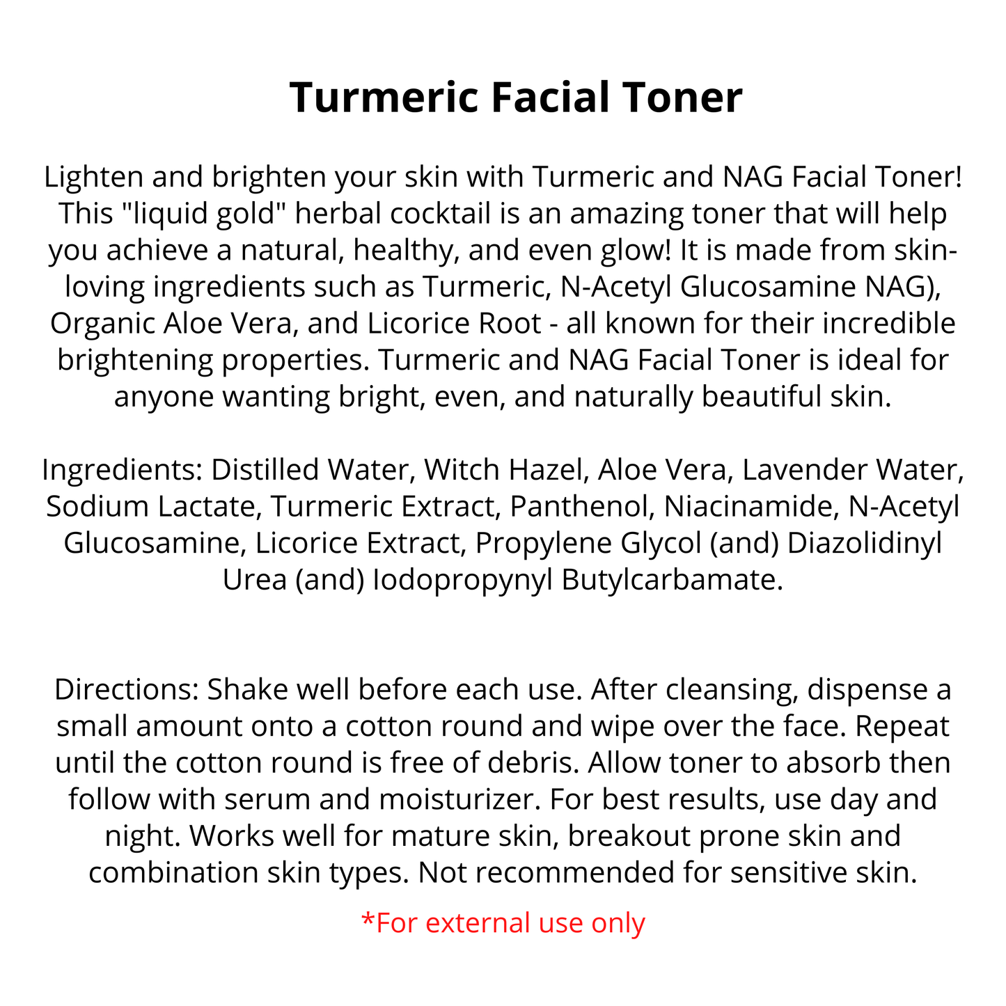 Turmeric & Niacin-amide Toner | Vegan | 4oz | Pre- Orders skincare R. Drew Naturals, LLC   
