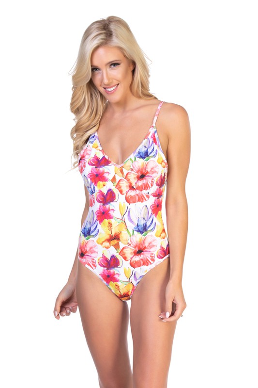 BRIGHT FLORAL ONE PIECE SWIMSUIT  Beach Joy Bikini floral S 