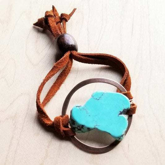 Turquoise Stone Slab | Adjustable Ties | Bracelet jewelry The Jewelry Junkie blue 1 