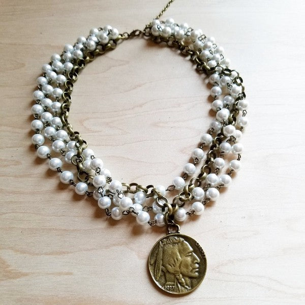 Pearl Antique Collar |  Indian Coin | Necklace jewelry The Jewelry Junkie white 1 