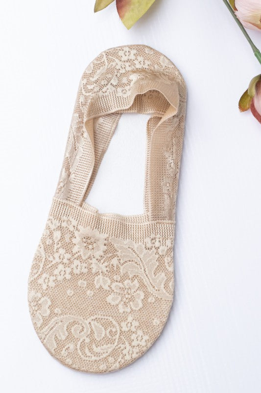 No-Slip Floral Lace | Socks socks Aili's Corner Nude OneSize 