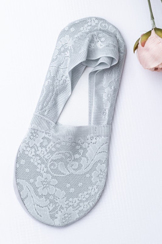 No-Slip Floral Lace | Socks socks Aili's Corner Gray OneSize 