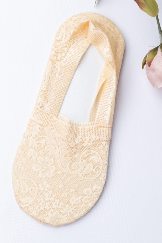 No-Slip Floral Lace | Socks socks Aili's Corner Beige OneSize 