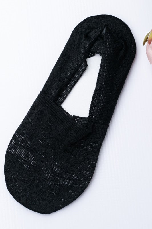 No-Slip Floral Lace | Socks socks Aili's Corner Black OneSize 