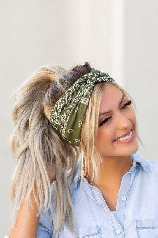 Bandana Twist | Headwrap hair accessory Aili's Corner Olive OneSize 