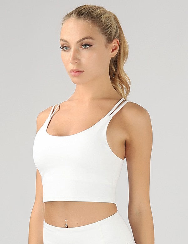 Crop Top | Split Shoulder Strap Clothing OTOS Active White S 