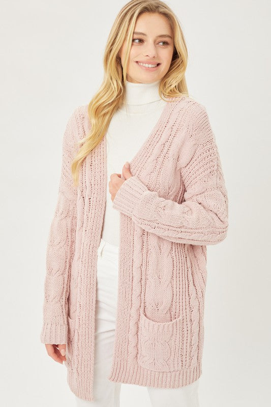 Chenille Cable Knit Oversized | Cardigan Cardigan Love Tree PUTTY PINK S 