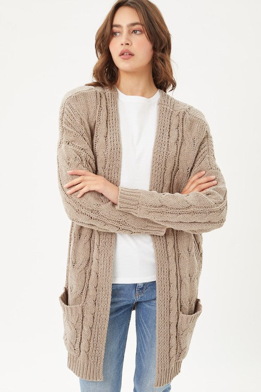 Chenille Cable Knit Oversized | Cardigan Cardigan Love Tree TRUFFLE S 