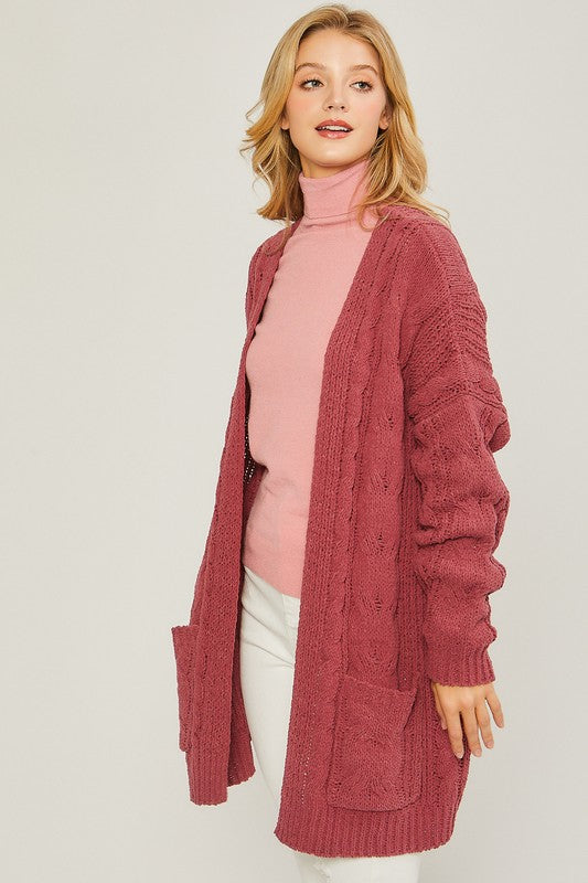 Chenille Cable Knit Oversized | Cardigan Cardigan Love Tree   
