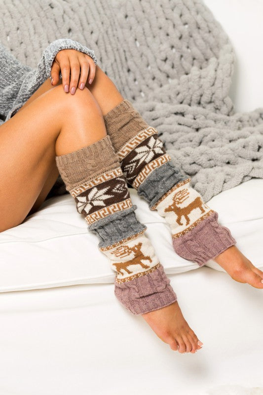 Nordic Snowflake | Leg Warmers accessory Aili's Corner Taupe OneSize 