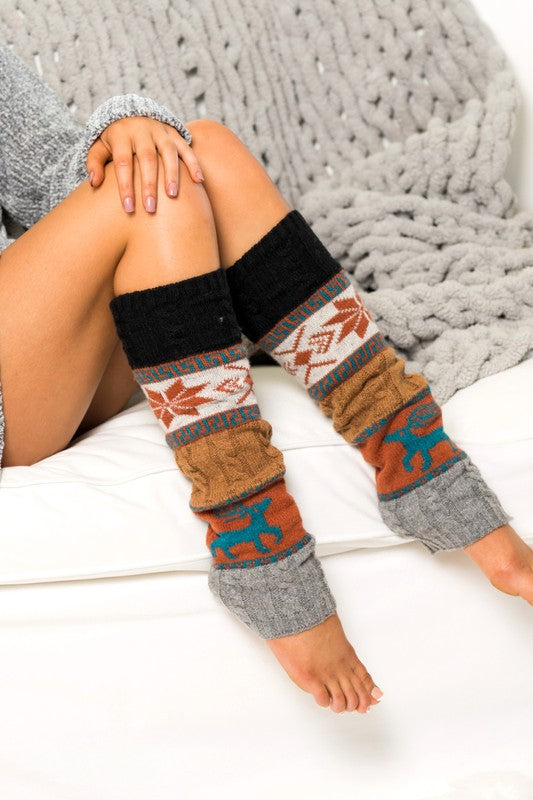 Nordic Snowflake | Leg Warmers accessory Aili's Corner Black OneSize 
