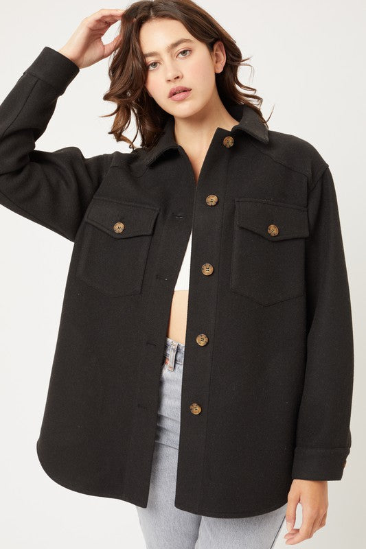 Oversized JQ Fleece | Shacket jacket Love Tree BLACK L 