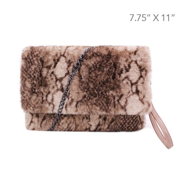 Faux Fur Clutch | Shoulder Bag | 2 Handbag Bella Chic TAMT Os 
