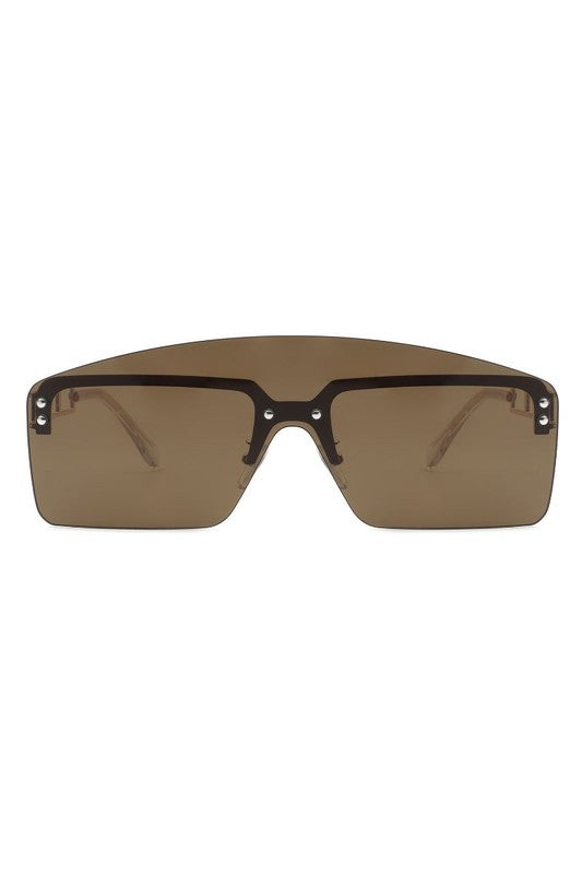 Futuristic | Retro Rimless Square | Sunglasses accessory Cramilo Eyewear Brown OneSize 
