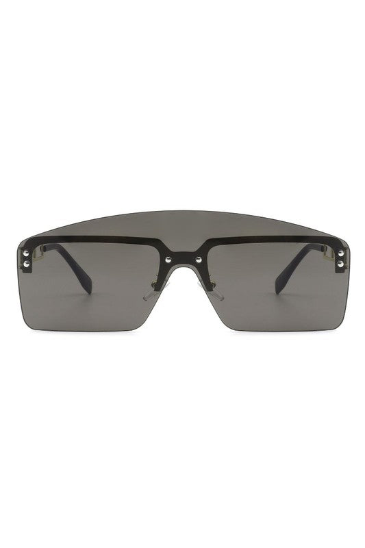 Futuristic | Retro Rimless Square | Sunglasses accessory Cramilo Eyewear Black OneSize 