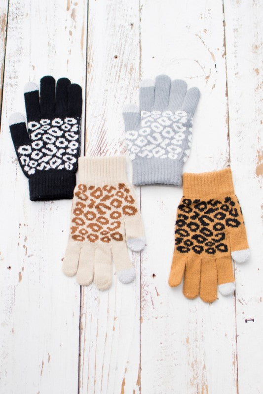 Leopard Stretch Touch | Gloves accessory Aili's Corner   