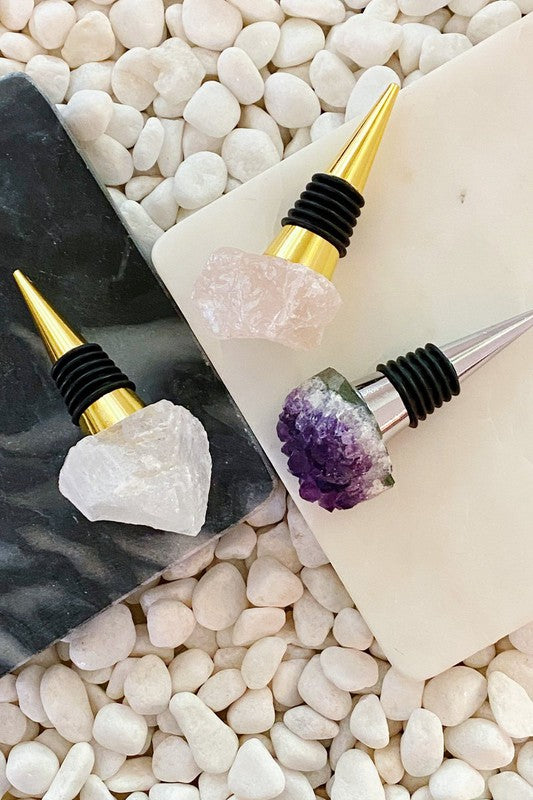 Beauty of Nature Stone | Wine Stopper home decor Ellison and Young Sugar White Druzy OS 