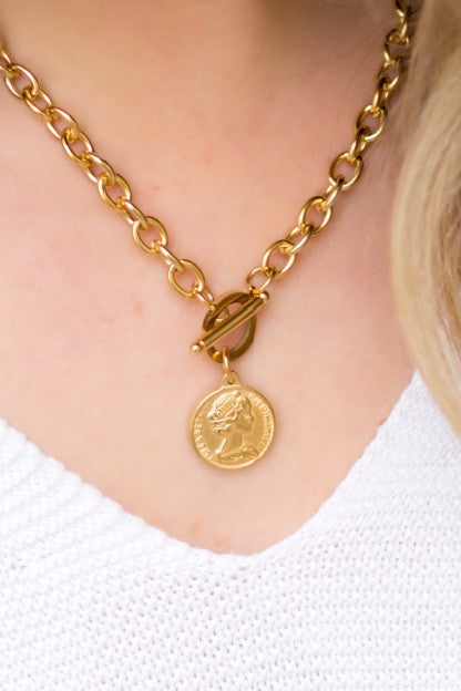 Coin Accent | Chain Necklace jewelry Aili's Corner Gold OneSize 