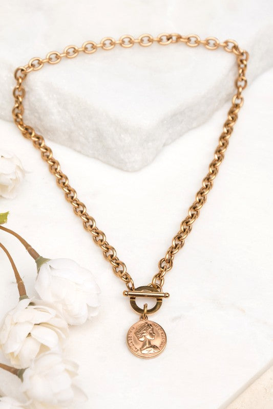 Coin Accent | Chain Necklace jewelry Aili's Corner   