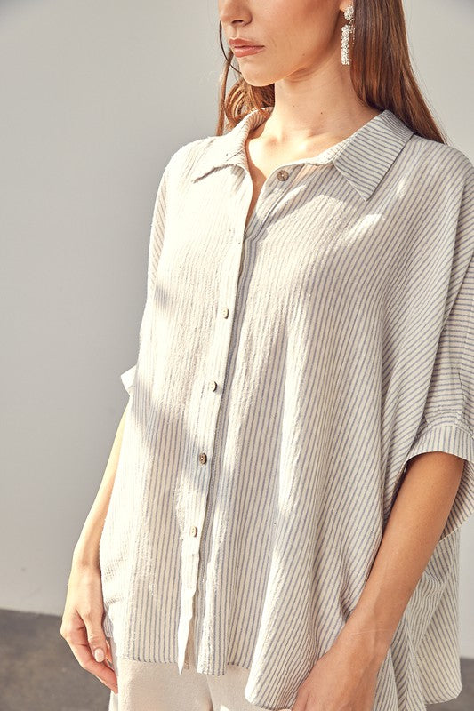 Striped Button Up | Shirt Clothing Mustard Seed   