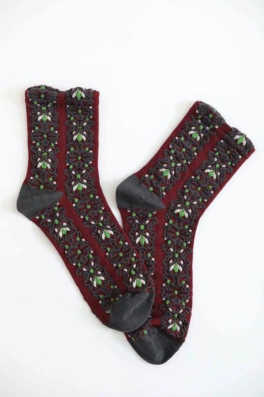 Embroidered | Flower Pattern | Socks hosiery Leto Accessories Navy Default 