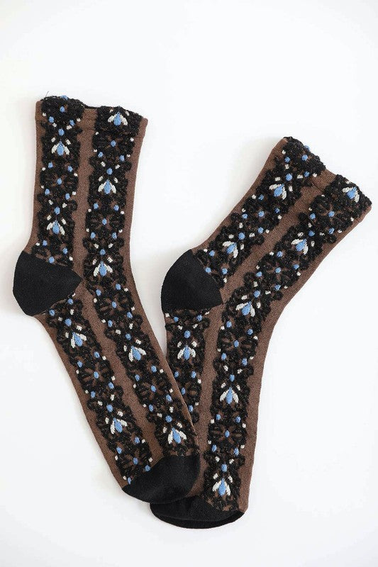 Embroidered | Flower Pattern | Socks hosiery Leto Accessories   