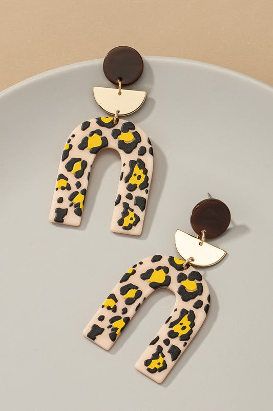 Embossed | Animal Print Arch ll Drop | Earrings  LA3accessories Pink one size 