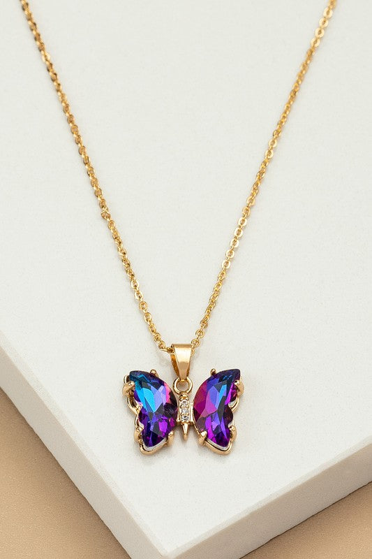 Crystal Butterfly | Necklace jewelry LA3accessories Purple one size 