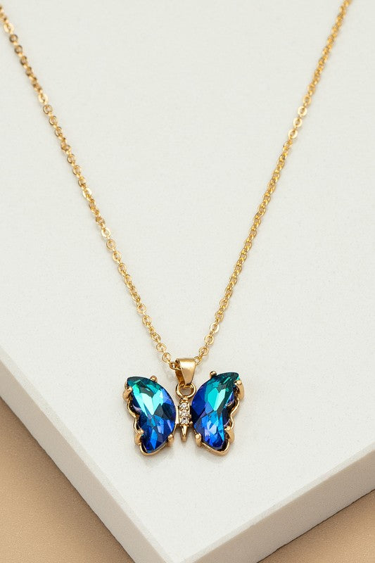 Crystal Butterfly | Necklace jewelry LA3accessories Blue one size 