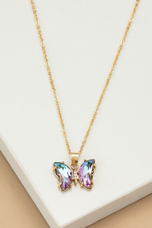 Crystal Butterfly | Necklace jewelry LA3accessories Pink one size 