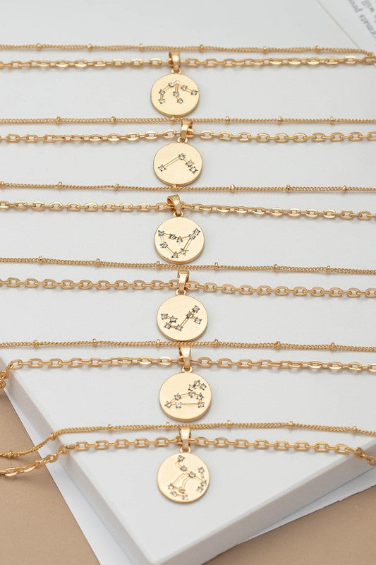 Zodiac Sign Pendant | Rhinstone | Necklace jewelry LA3accessories Aquarius one size 