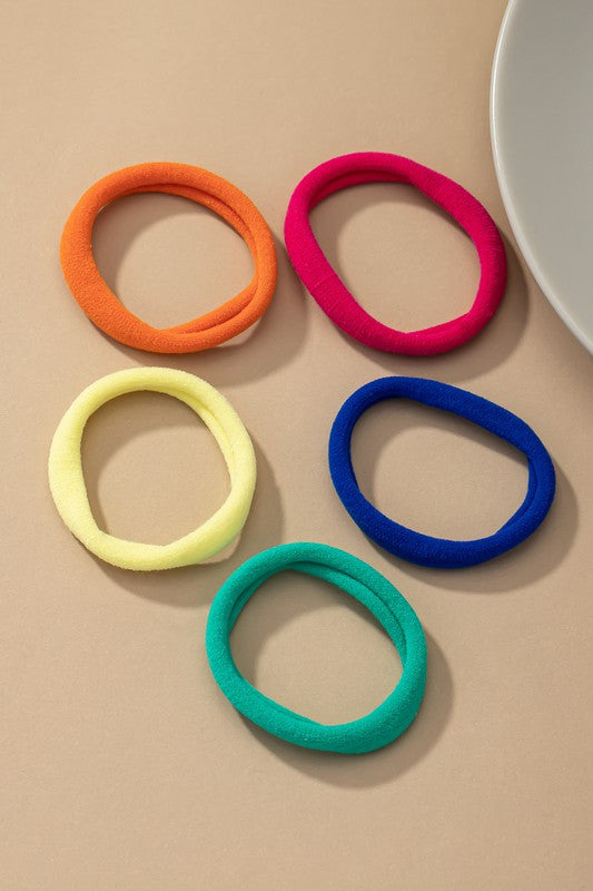 No Pull Hair Elastic Ties | Set of 5 Non-Slip hair accessory LA3accessories C one size 