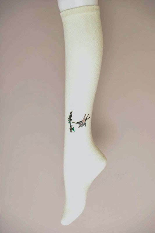 Hummingbird Wool Knee | High Socks socks Leto Accessories Ivory Default 