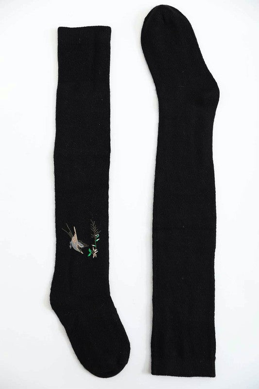 Hummingbird Wool Knee | High Socks socks Leto Accessories Black Default 