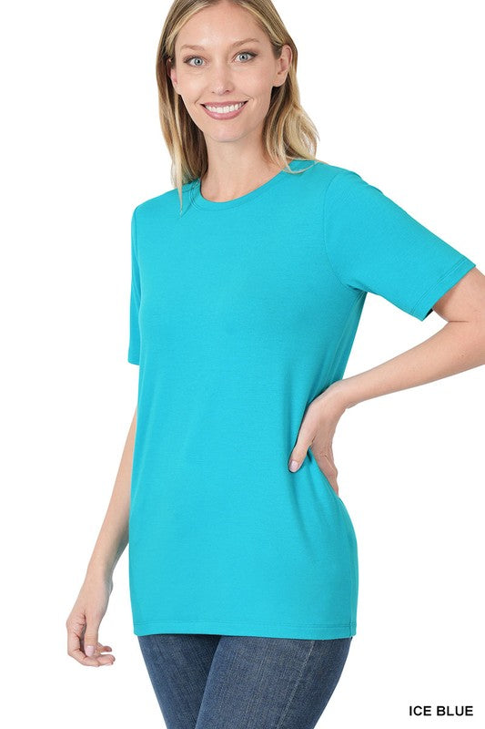 Short Sleeve Round Neck | Tee shirt ZENANA ICE BLUE M 