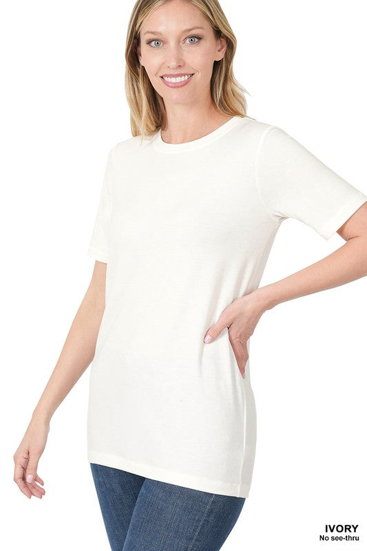 Short Sleeve Round Neck | Tee shirt ZENANA IVORY S 