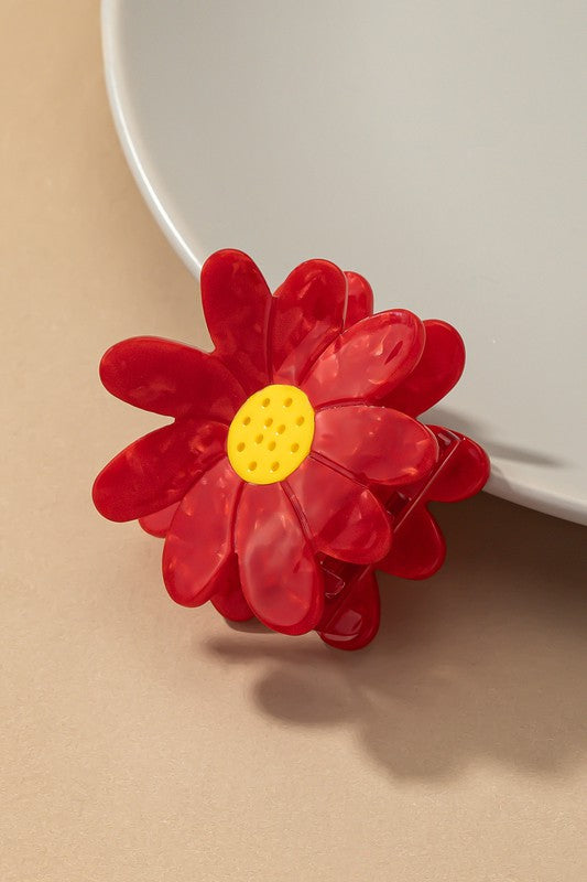 Acetate Flower | Hair Claw hair accessory LA3accessories Red one size 