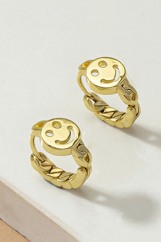 Smiley Face Hoop | Earrings jewelry LA3accessories Gold one size 