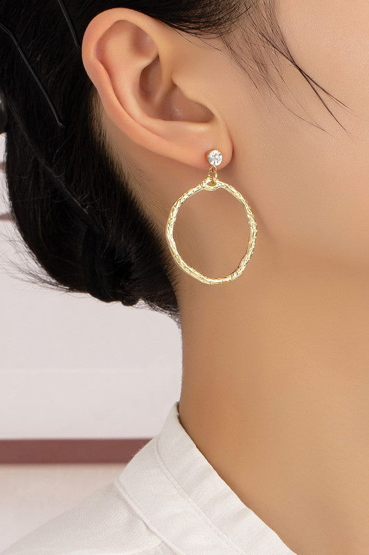 Hammered Hoop Drop | Earrings jewelry LA3accessories Gold one size 