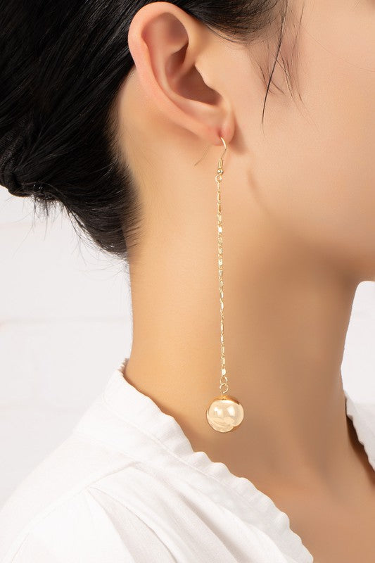 Long Chain | Dangling Ball Drop | Earrings jewelry LA3accessories Gold one size 