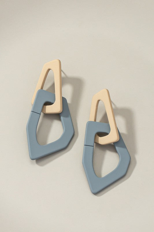Organic shape chunky link | Drop Earrings jewelry LA3accessories tan/grey one size 
