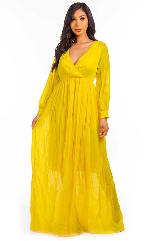 SEXY MAXI DRESS  By Claude YELLOW S 