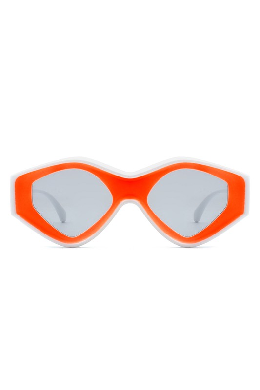 Geometric Triangle | Futuristic | Sunglasses accessory Cramilo Eyewear White/Orange OneSize 