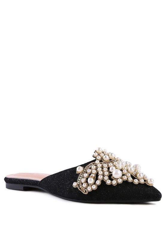 ASTRE | Embellished Delicate Pearl | Mules mules Rag Company Black 6 