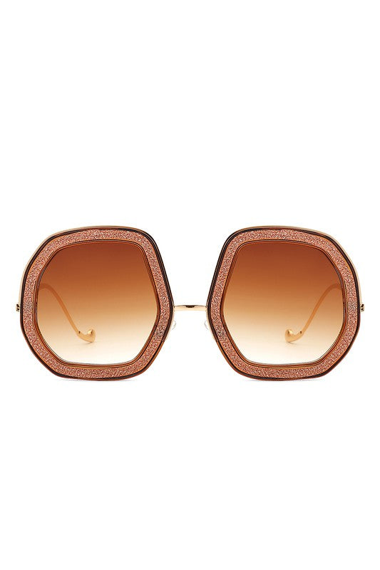 Geometric Round Glitter  | Sunglasses accessory Cramilo Eyewear Brown OneSize 