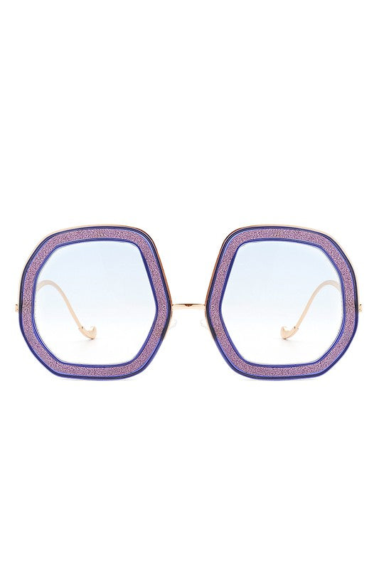 Geometric Round Glitter  | Sunglasses accessory Cramilo Eyewear Purple Blue OneSize 