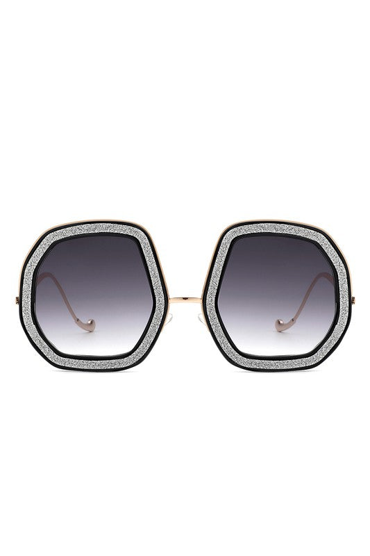Geometric Round Glitter  | Sunglasses accessory Cramilo Eyewear Gradient Purple OneSize 